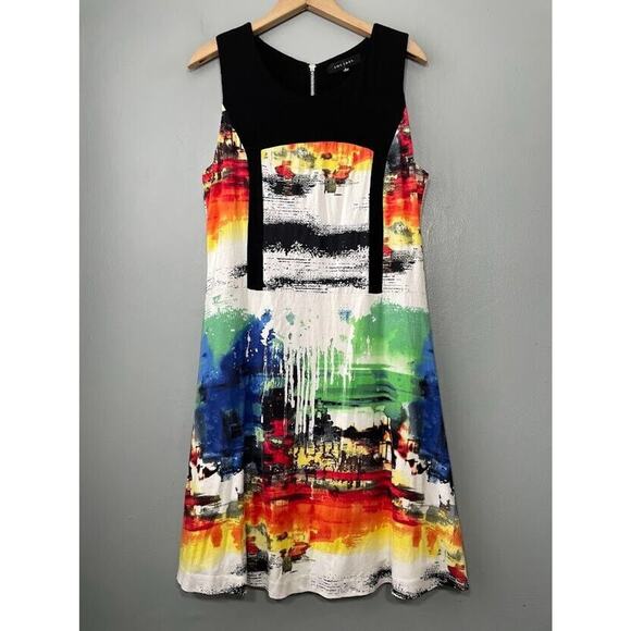 Jolibel Womens Size 8 Sleeveless Jersey Knit Dopamine Dress Artsy Funky Abstract - Picture 1 of 11